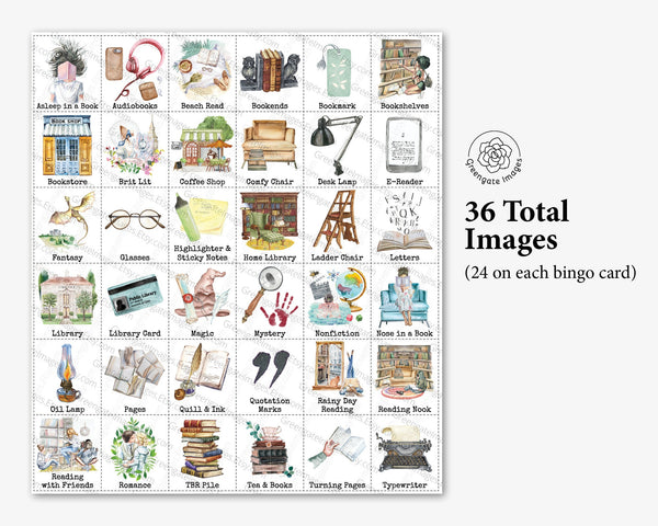Book (Love) Bingo - Printable Digital Download by Greengate Images