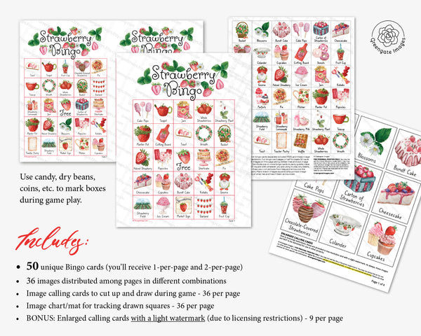 Strawberry Bingo - Printable Digital Download by Greengate Images