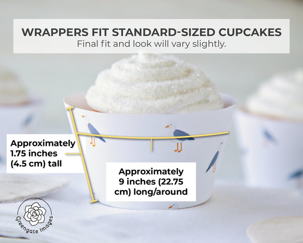 Seagull Cupcake Wrapper - Printable Digital Download by Greengate Images