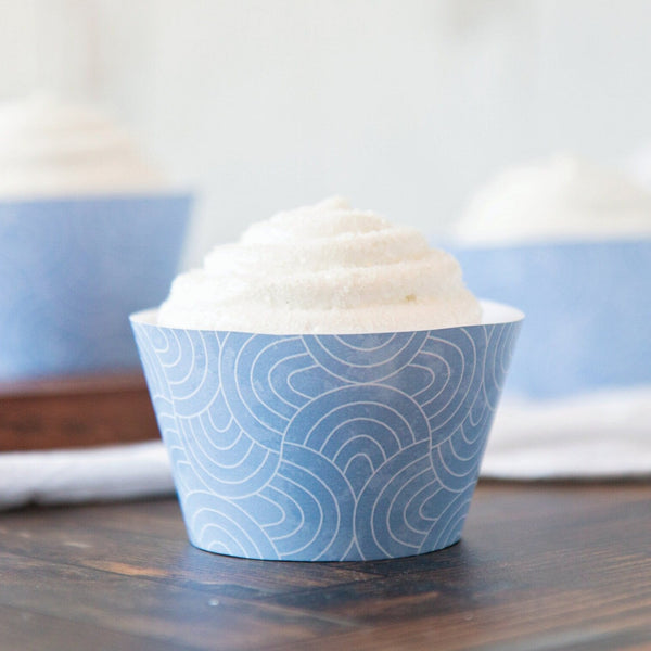 Abstract Beach Wave Cupcake Wrapper - Printable Digital Download by Greengate Images