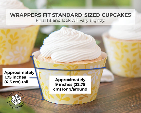 Yellow Botanical Cupcake Wrapper - Printable Digital Download by Greengate Images