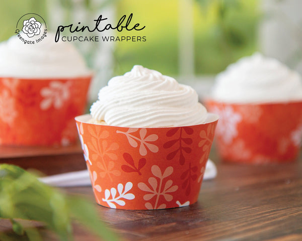 Orange Botanical Cupcake Wrapper - Printable Digital Download by Greengate Images