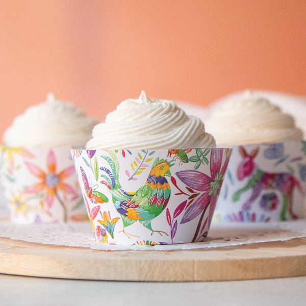 Otomi Mexican Folk Art Cupcake Wrapper Trio - Printable Digital Download by Greengate Images