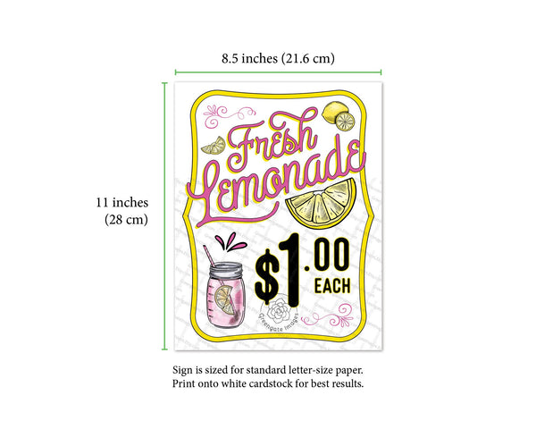 PINK Fresh Lemonade Sign - Printable Digital Download by Greengate Images