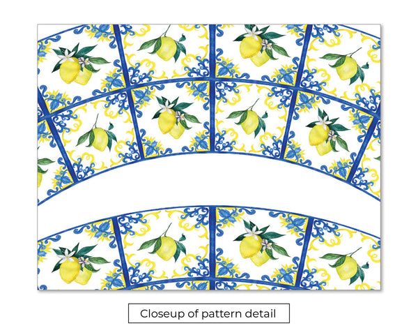 Lemons and Blue Tile Cupcake Wrapper - Printable Digital Download by Greengate Images