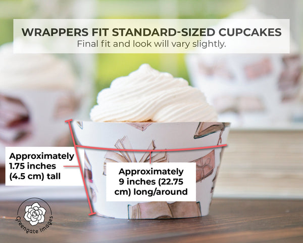 Books/Reading Cupcake Wrapper - Printable Digital Download by Greengate Images