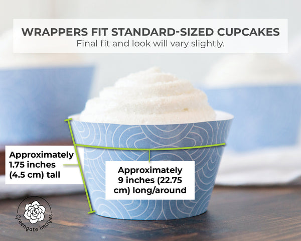 Abstract Beach Wave Cupcake Wrapper - Printable Digital Download by Greengate Images