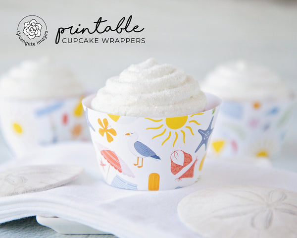 Summer Beach Cupcake Wrapper - Printable Digital Download by Greengate Images