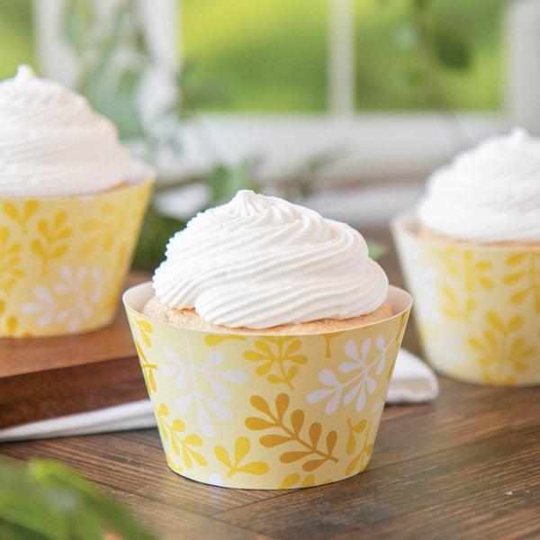 Yellow Botanical Cupcake Wrapper - Printable Digital Download by Greengate Images