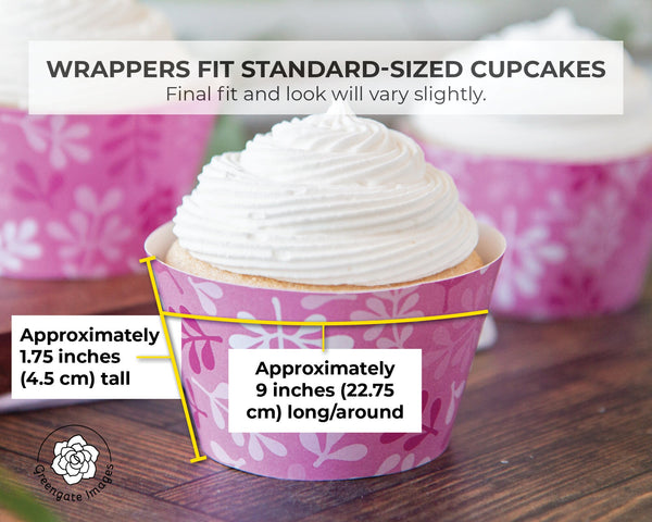 Pink Botanical Cupcake Wrapper - Printable Digital Download by Greengate Images