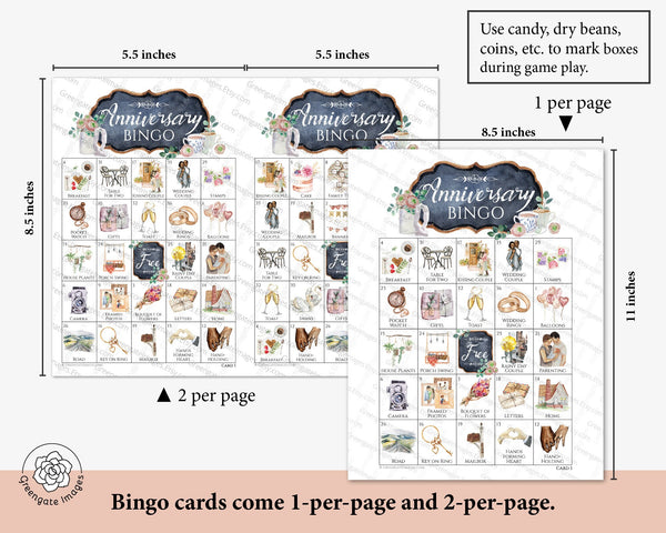 Anniversary Bingo - Printable Digital Download by Greengate Images