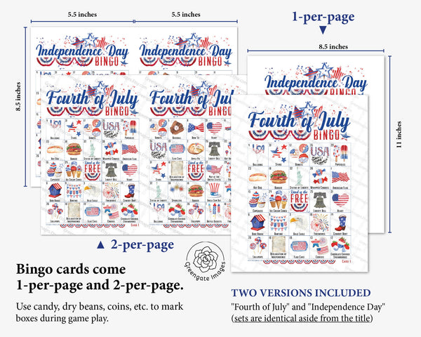 Fourth of July/Independence Day Bingo - Printable Digital Download by Greengate Images