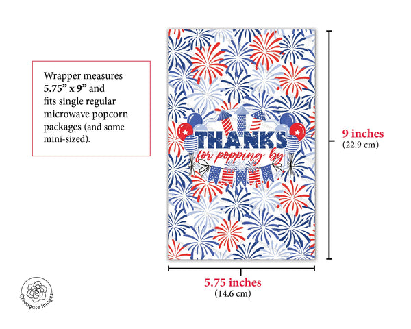 Patriotic Popcorn Wrapper - PRINTABLE microwave popcorn wrapper that's ready to download. Thanks for popping by fireworks pun. 4th of July.