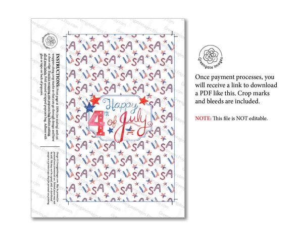 Happy 4th of July Popcorn Wrapper - Printable Digital Download by Greengate Images
