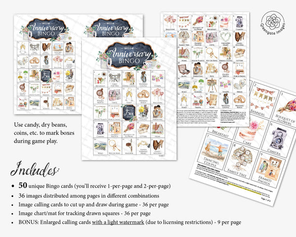 Anniversary Bingo - Printable Digital Download by Greengate Images