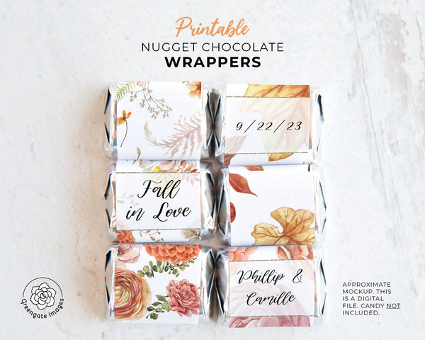Fall Floral Nugget Wrappers - Dahlias and Leaves - Printable Digital Download by Greengate Images