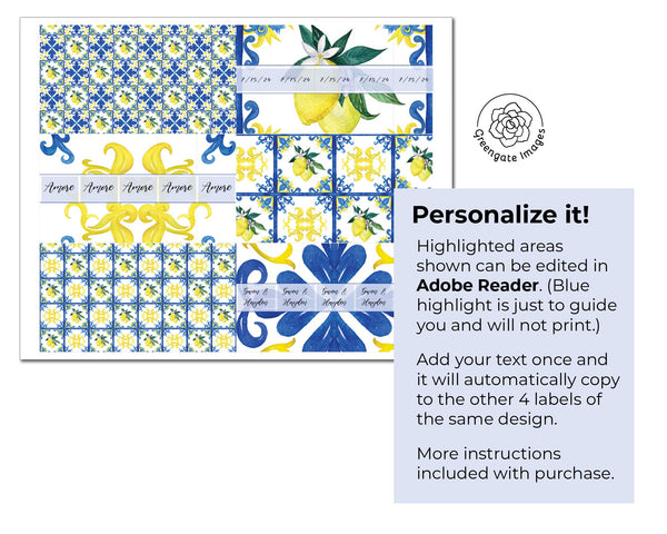 Lemons & Tile Nugget Wrappers - Printable Digital Download by Greengate Images