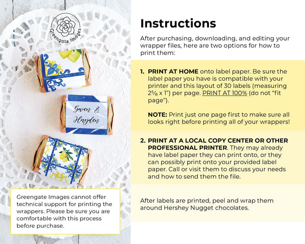 Lemons & Tile Nugget Wrappers - Printable Digital Download by Greengate Images