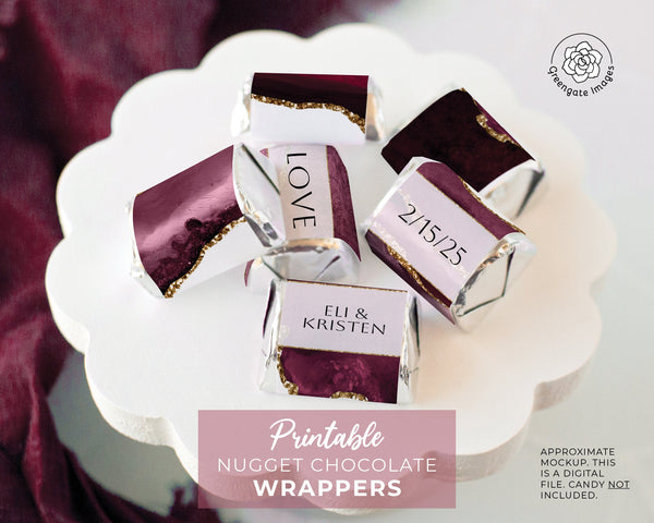 Burgundy Agate Nugget Wrappers - Printable Digital Download by Greengate Images