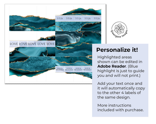 Teal Agate Nugget Wrappers - Printable Digital Download by Greengate Images