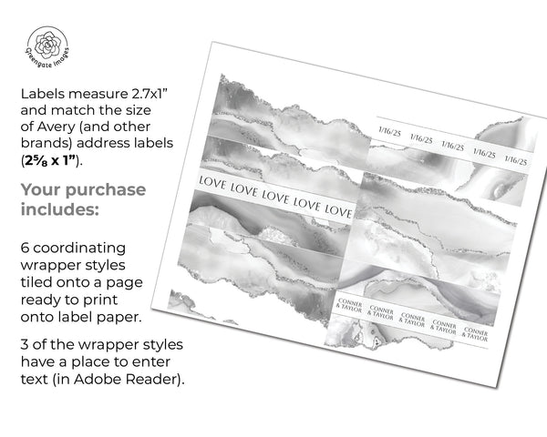 White Agate Nugget Wrappers - Printable Digital Download by Greengate Images