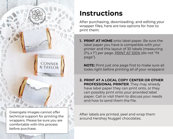 White Agate Nugget Wrappers - Printable Digital Download by Greengate Images