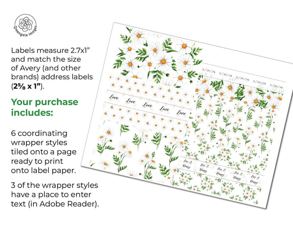 White Daisy Nugget Wrappers - Printable Digital Download by Greengate Images