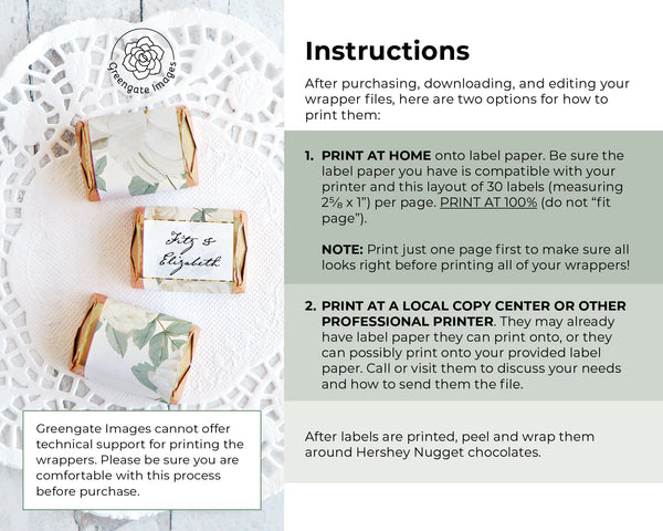 Vintage Rose Nugget Wrappers - Printable Digital Download by Greengate Images