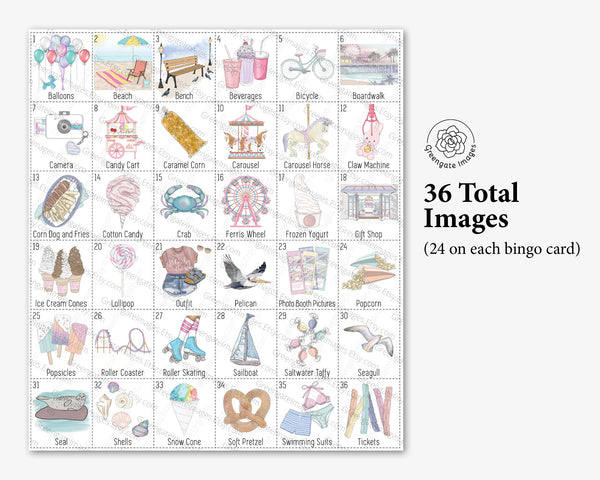 Beach Boardwalk Bingo - Printable Digital Download by Greengate Images