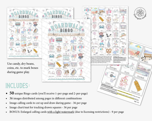 Beach Boardwalk Bingo - Printable Digital Download by Greengate Images