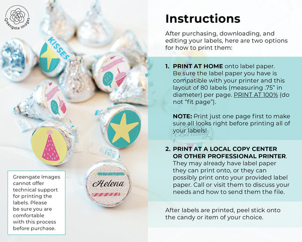 3/4 inch Birthday Candy Circles - Printable Digital Download by Greengate Images