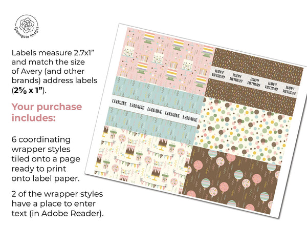Birthday Nugget Wrappers - Printable Digital Download by Greengate Images