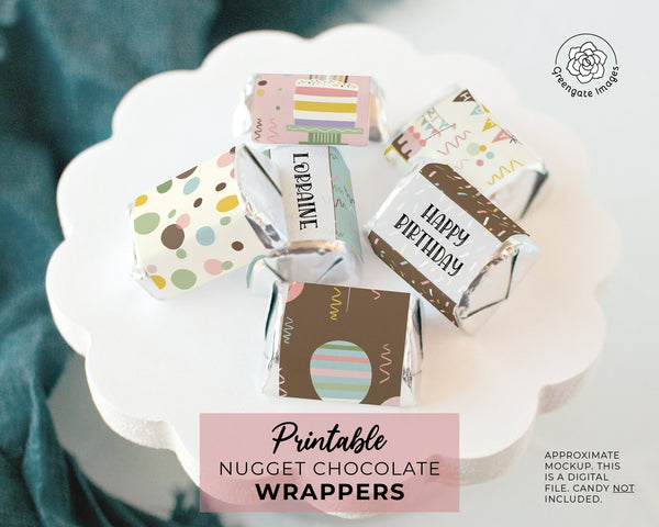 Birthday Nugget Wrappers - Printable Digital Download by Greengate Images