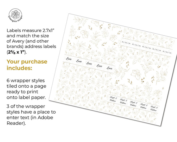 Wedding Nugget Wrappers - Printable Digital Download by Greengate Images