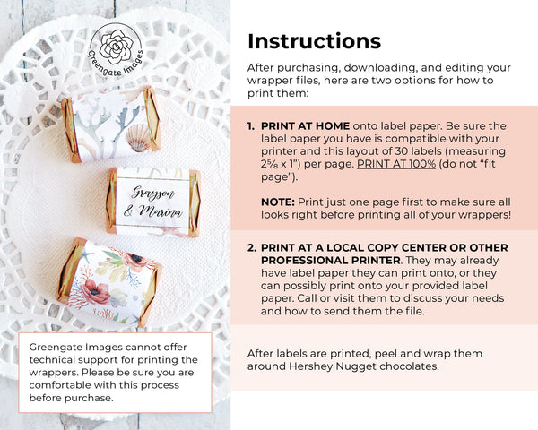 Beach Nugget Wrappers - Ocean Floral - Printable Digital Download by Greengate Images
