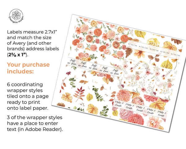 Fall Floral Nugget Wrappers - Dahlias and Leaves - Printable Digital Download by Greengate Images