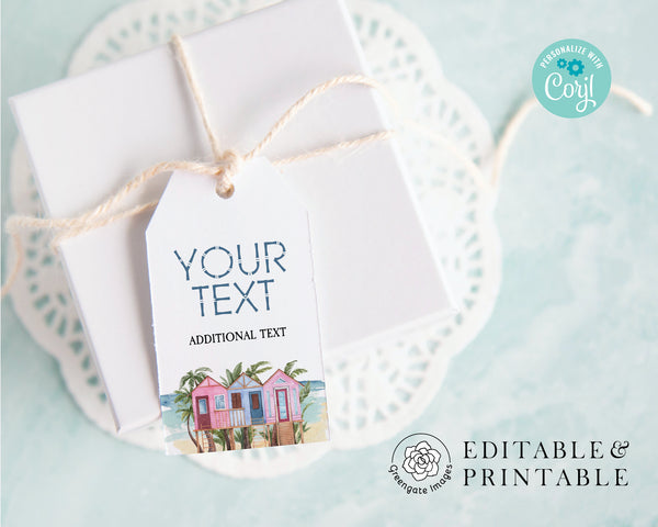 Cabana Beach House Hospitality Gift Tag - Printable Digital Download by Greengate Images