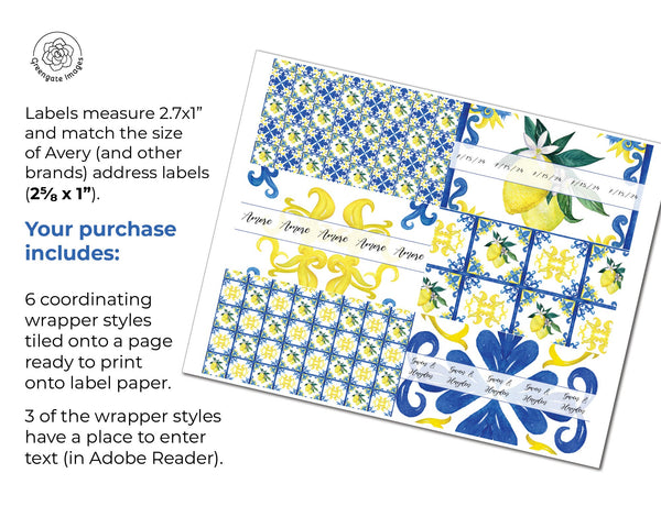 Lemons & Tile Nugget Wrappers - Printable Digital Download by Greengate Images