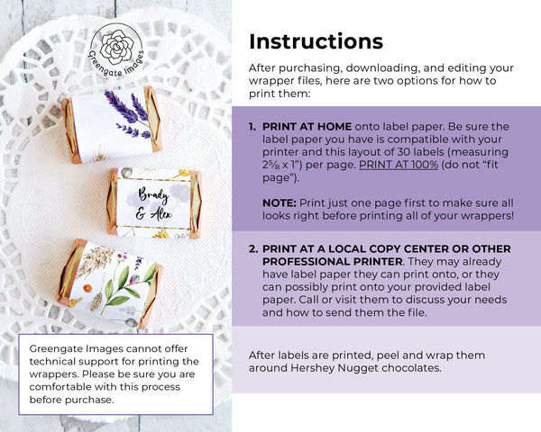 Wildflower Nugget Wrappers - Late Summer/Fall - Printable Digital Download by Greengate Images