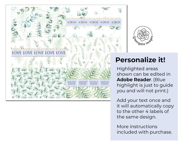 Fern/Eucalyptus Nugget Wrappers - Printable Digital Download by Greengate Images