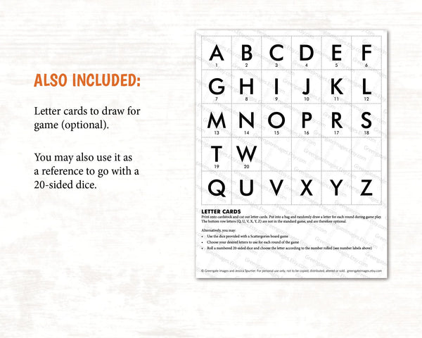 Parts of Speech Scattergories - Printable Digital Download by Greengate Images
