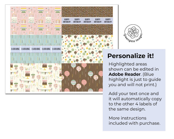 Birthday Nugget Wrappers - Printable Digital Download by Greengate Images