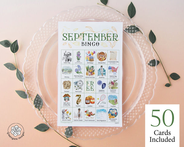 September Bingo - Printable Digital Download by Greengate Images