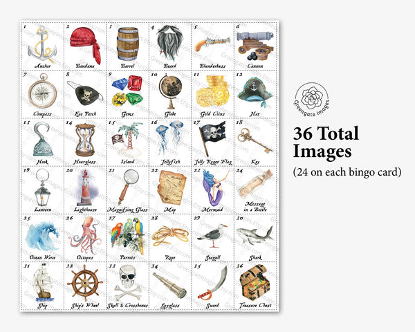 Pirate Bingo - Printable Digital Download by Greengate Images