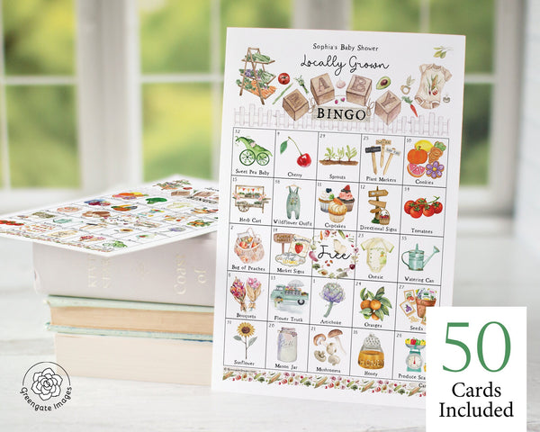 Locally Grown/Farmer's Market Baby Bingo - Printable Digital Download by Greengate Images