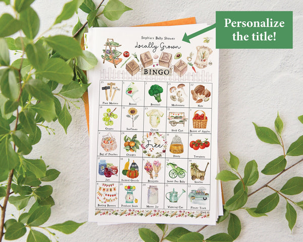 Locally Grown/Farmer's Market Baby Bingo - Printable Digital Download by Greengate Images
