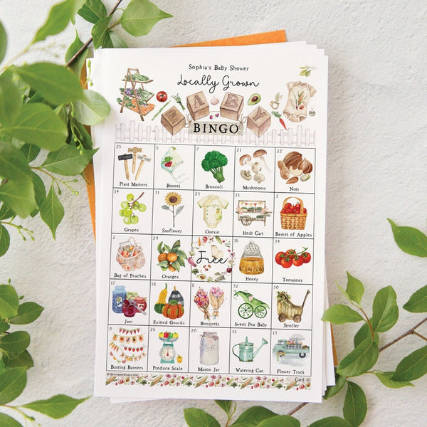 Locally Grown/Farmer's Market Baby Bingo - Printable Digital Download by Greengate Images
