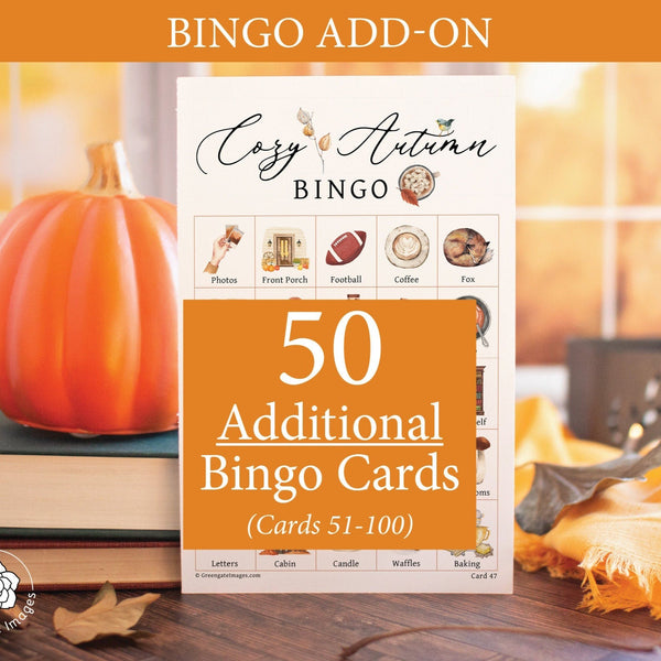 ADD-ON: 50 additional Cozy Autumn Bingo cards - Printable Digital Download by Greengate Images
