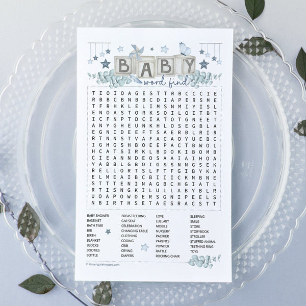 BLUE Baby Word Find - Printable Digital Download by Greengate Images