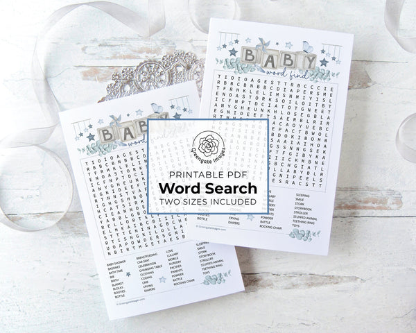 BLUE Baby Word Find - Printable Digital Download by Greengate Images